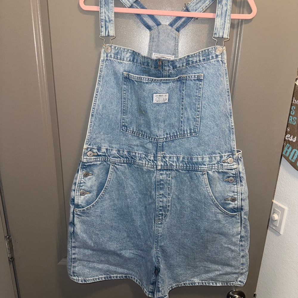 Levi's Light Blue Denim Overall Shorts